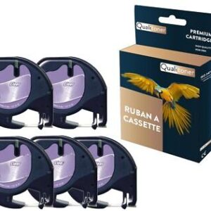 Ruban S0721530 12267 pour DYMO Letratag compatible noir sur fond transparent