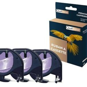 Ruban S0721530 12267 pour DYMO Letratag compatible noir sur fond transparent