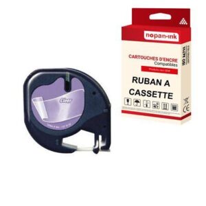 Ruban S0721530 12267 pour DYMO Letratag compatible noir sur fond transparent