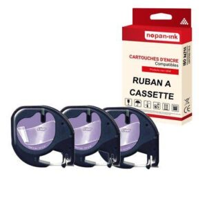Ruban S0721530 12267 pour DYMO Letratag compatible noir sur fond transparent
