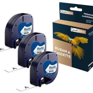 Ruban S0721610/S0721660 91201 pour DYMO Letratag compatible noir sur fond blanc
