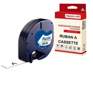 Ruban S0721610/S0721660 91201 pour DYMO Letratag compatible noir sur fond blanc