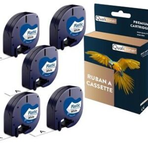 Ruban S0721610/S0721660 91201 pour DYMO Letratag compatible noir sur fond blanc