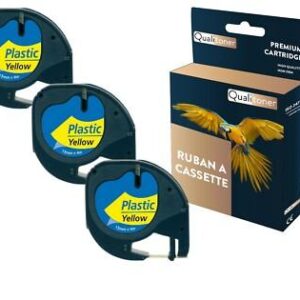 Ruban S0721620 91202 pour DYMO Letratag compatible noir sur fond jaune x 3 pour