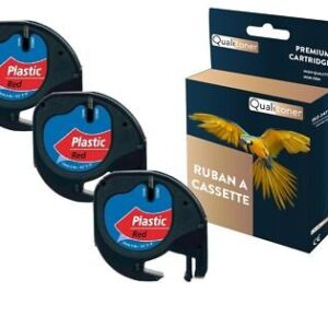 Ruban S0721630 91203 pour DYMO Letratag compatible noir sur fond rouge x 3 pou