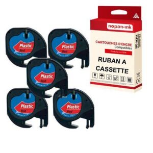 Ruban S0721630 91203 pour DYMO Letratag compatible noir sur fond rouge x 5 pou