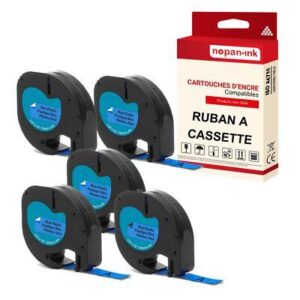 Ruban S0721650 91205 pour DYMO Letratag compatible noir sur fond bleu x 5 pour