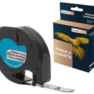 Ruban S0721730 91208 pour DYMO Letratag compatible noir sur fond métallique x 1