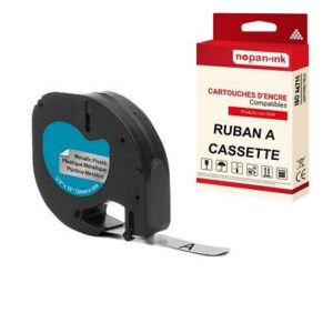 Ruban S0721730 91208 pour DYMO Letratag compatible noir sur fond métallique x 1