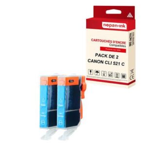 Cartouche CANON CLI 521XL Cyan compatible x2 NOPAN-INK