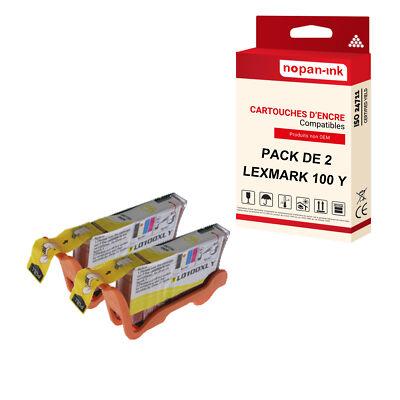 Cartouche LEXMARK 100XL Jaune compatible x2 NOPAN-INK