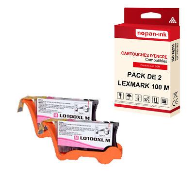 Cartouche LEXMARK 100XL Magenta compatible x2 NOPAN-INK