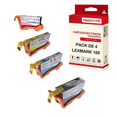 Cartouche LEXMARK 100XL Noir + Couleur compatible x4 NOPAN-INK
