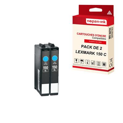 Cartouche LEXMARK 150XL Cyan compatible x2 NOPAN-INK