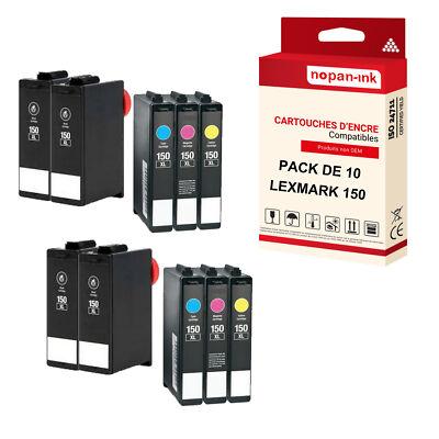 Cartouche LEXMARK 150XL Noir + Couleur compatible x10 NOPAN-INK