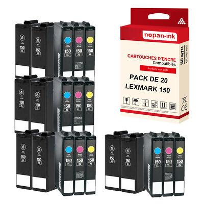 Cartouche LEXMARK 150XL Noir + Couleur compatible x20 NOPAN-INK