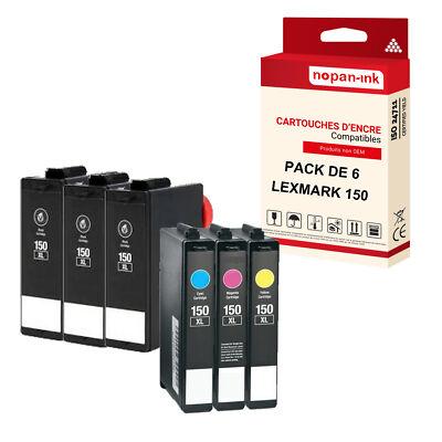 Cartouche LEXMARK 150XL Noir + Couleur compatible x6 NOPAN-INK