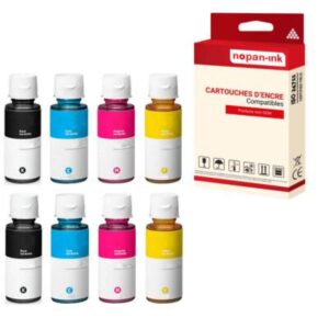 Cartouche compatible pour CANON GI55 GI 55 multi-couleurs x 8 - NOPAN-INK pour
