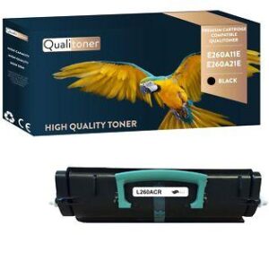 Toner LEXMARK E260A11E, E260A21E Compatible Noir x1 QUALITONER
