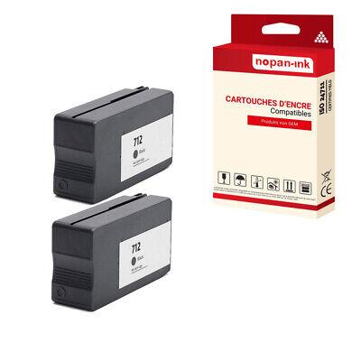 Cartouche compatible pour HP HP712 HP 712 3ED71A Noir x 2 - NOPAN-INK pour Desi