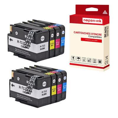 Cartouche compatible pour HP HP712 HP 712 multi-couleurs x 8 - NOPAN-INK pour